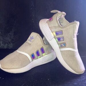 Adidas Cream and Purple Sneakers with Modern Design